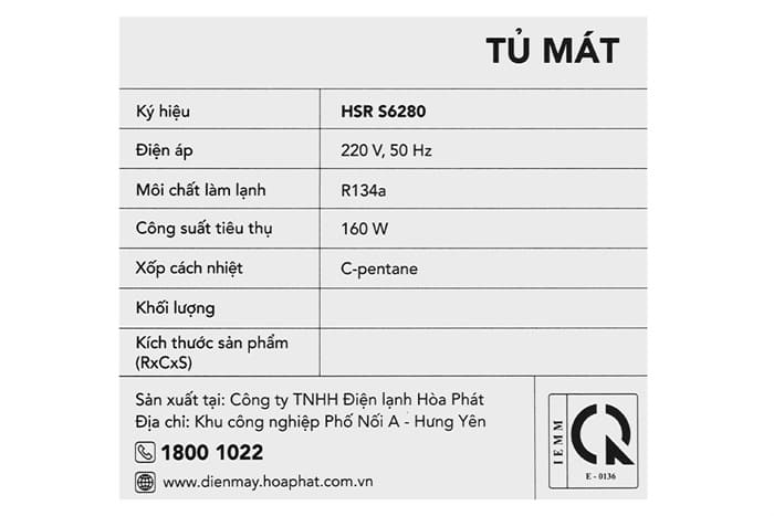 Tủ mát Hoà Phát 280 lít HSR S6280